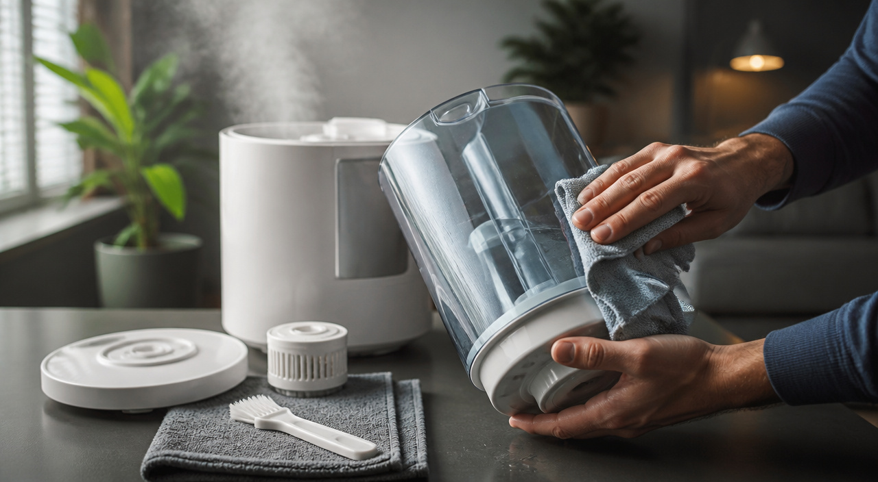 Humidifier parts prepared for routine cleaning